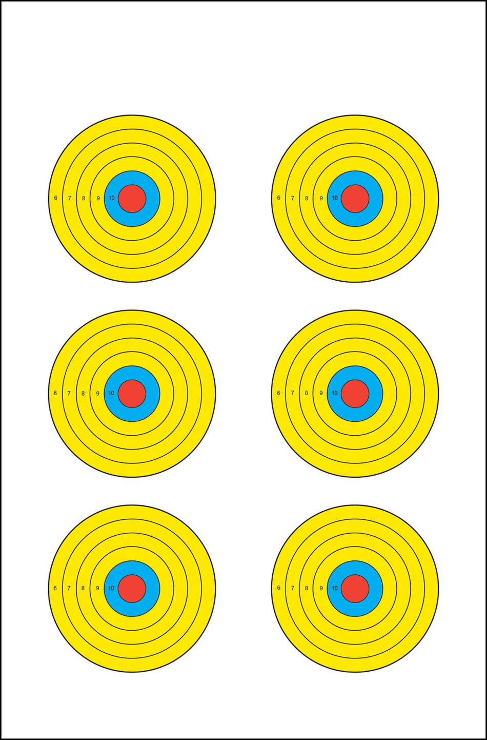 Action Target PRBE6100 Brightly Colored Six Bullseye Paper Targets 17.5"x23" 100/Box