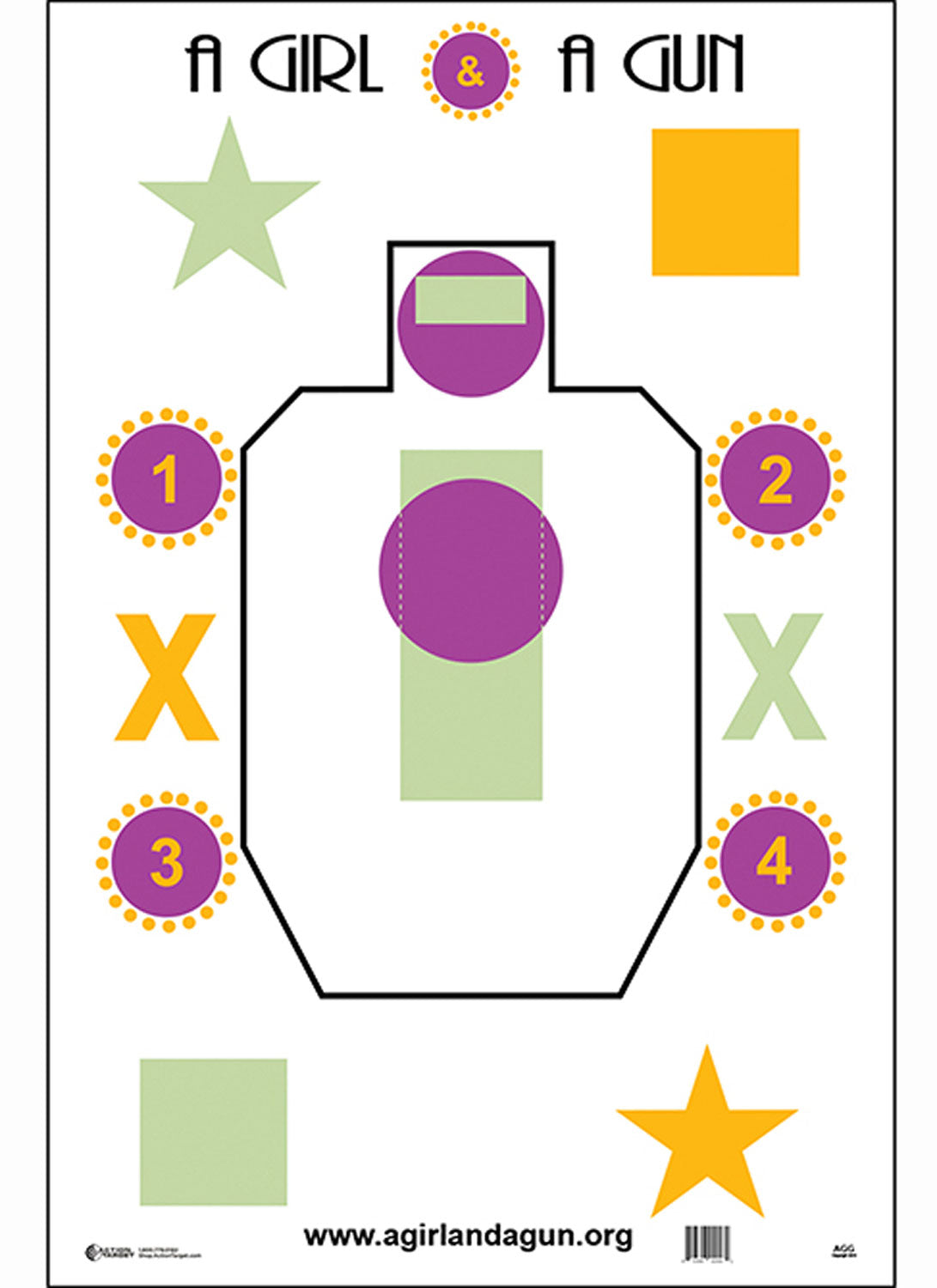 Action Target AGG100 A Girl & A Gun IDPA Silhouette Training Paper Target 23" x 35" Multi-Color 100 Per Box