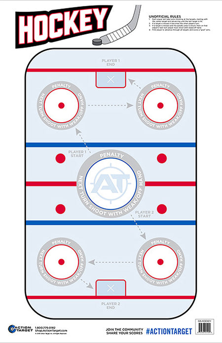 Action Target GSHOCKEY100 Hockey Entertainment Paper Hanging Target 23" x 35" Blue/White 100 Per Box
