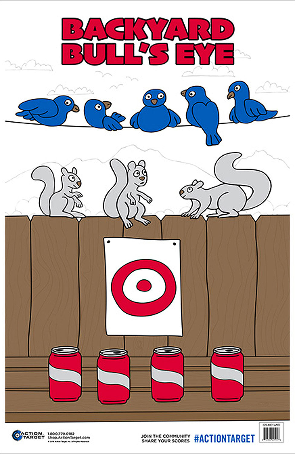 Action Target GSBKYARD100 Backyard Animals/Cans Entertainment Paper Hanging Target 23" x 35" Multi-Color 100 Per Box