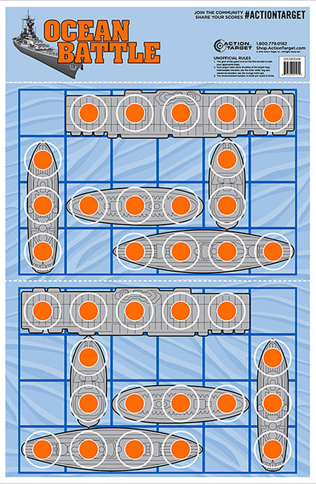 Action Target GSOCEAN100 Ships Entertainment Paper Hanging Target 23" x 35" Blue/Red 100 Per Box