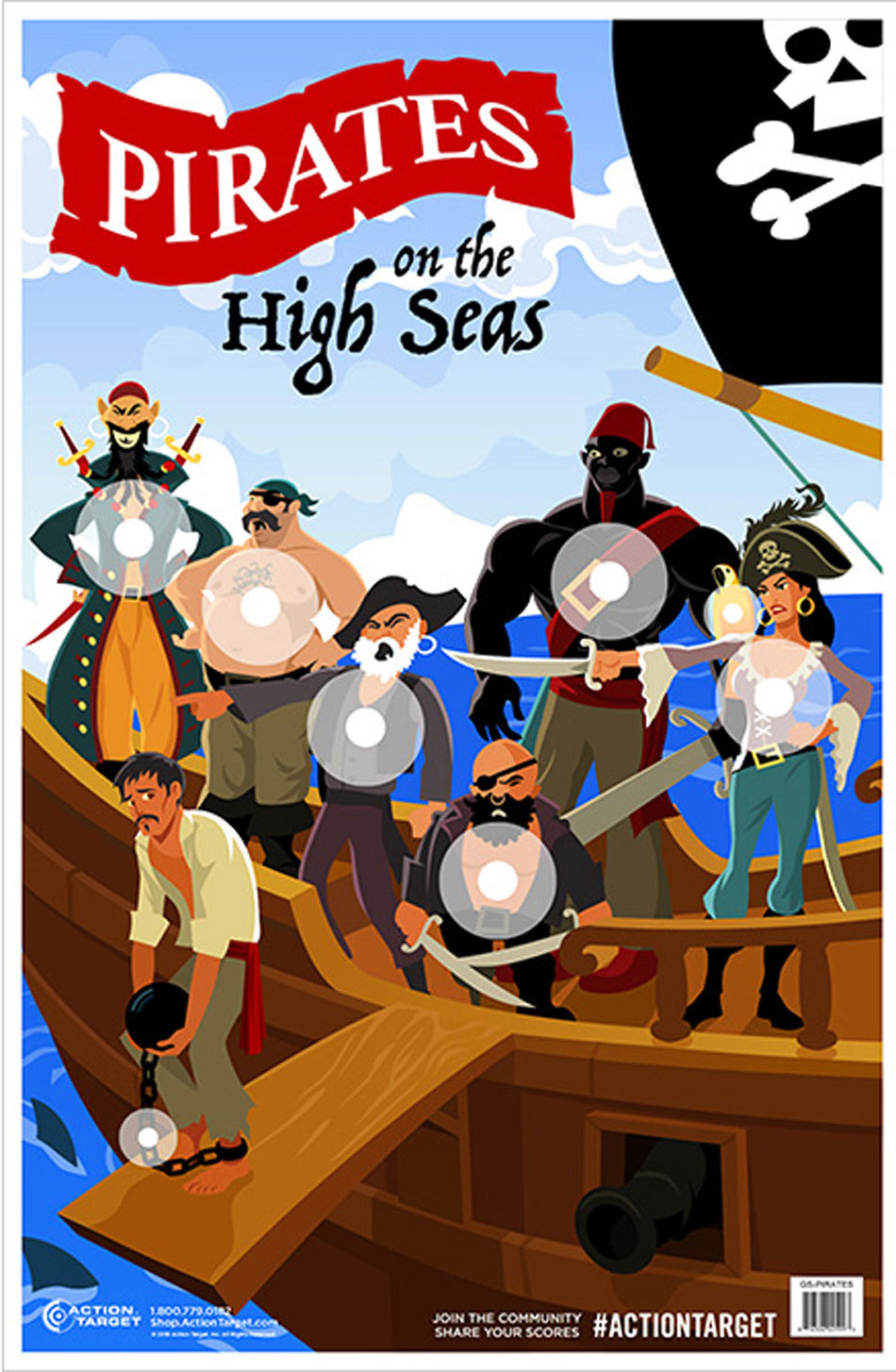 Action Target GSPIRATES100 Pirates/Sailor Entertainment Paper Hanging Target 23" x 35" Multi-Color 100 Per Box
