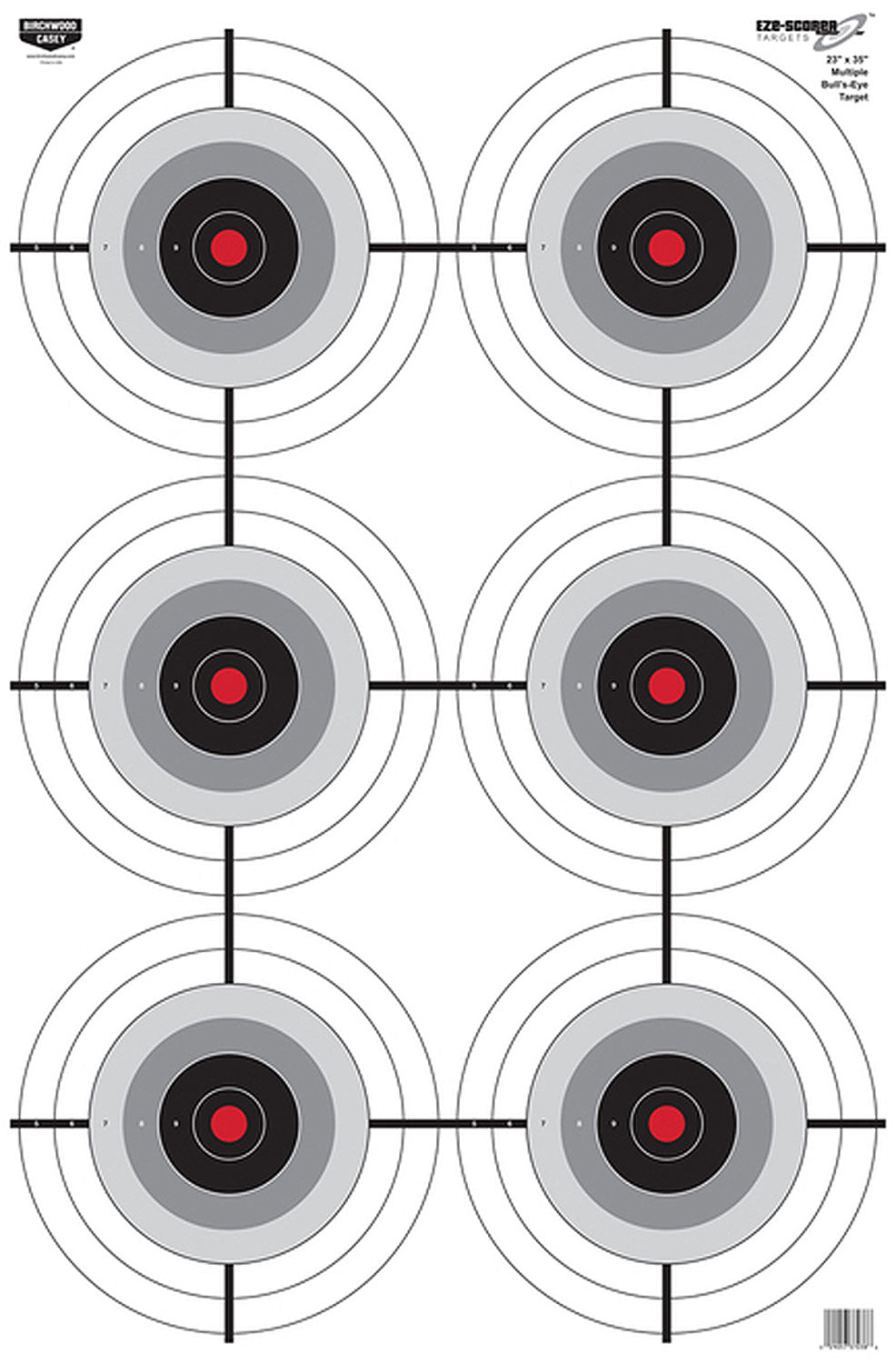 Birchwood Casey 37038 EZE-Scorer 6-Bullseye Paper Target 23" x 35" 100 Per Pack