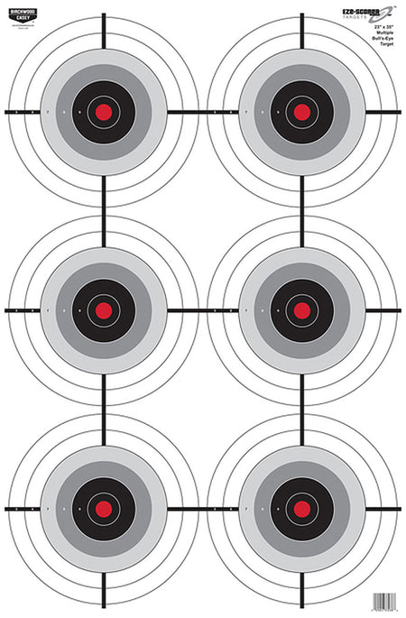 Birchwood Casey 37038 EZE-Scorer 6-Bullseye Paper Target 23" x 35" 100 Per Pack