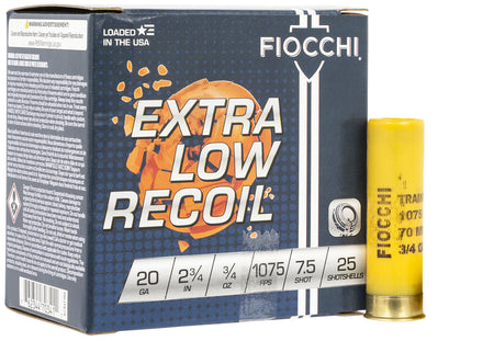 Fiocchi 20LITE75 Exacta Target Low Recoil Trainer 20 Gauge (20 ga.) 2.75 in. 3/4 oz 1075 fps 7.5 Shot