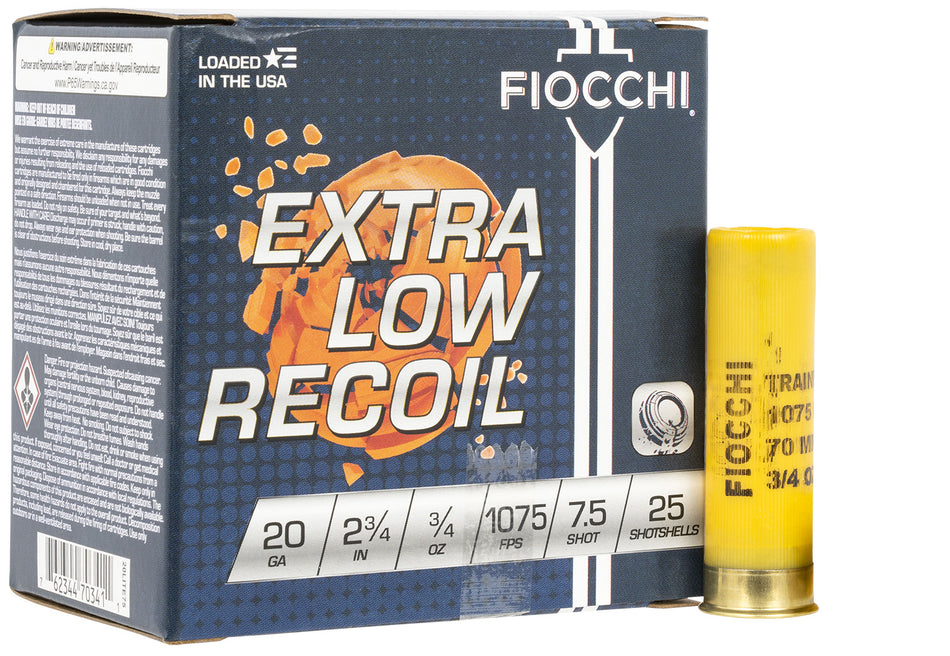 Fiocchi 20LITE75 Exacta Target Low Recoil Trainer 20 Gauge (20 ga.) 2.75 in. 3/4 oz 1075 fps 7.5 Shot