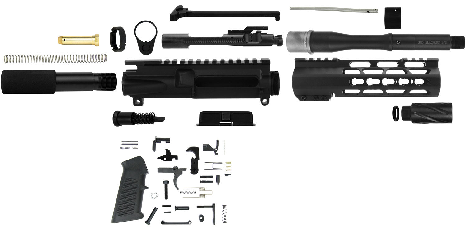 TacFire SSPK300LPK7K AR-15 Pistol Build Kit 300 Blackout 7.5" KeyMod Black Steel