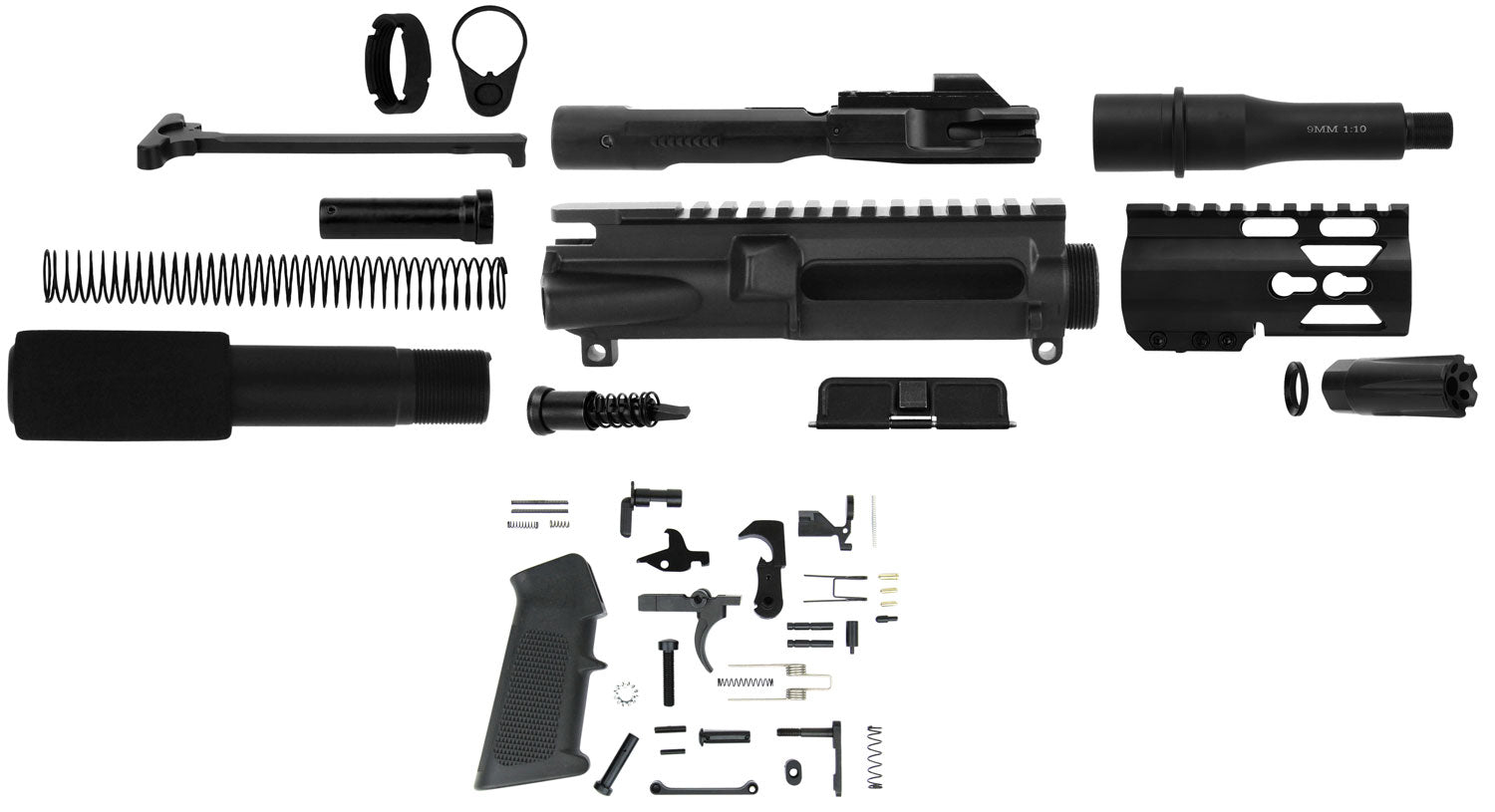 TacFire SSPK9MMLPK4K AR Pistol Build Kit KeyMod 9mm Luger 4.5" Barrel Black Steel