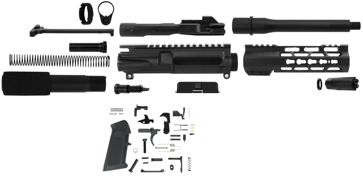 TacFire SSPK9MMLPK7K AR Pistol Build Kit KeyMod 9mm Luger 7.5" Barrel Black Steel