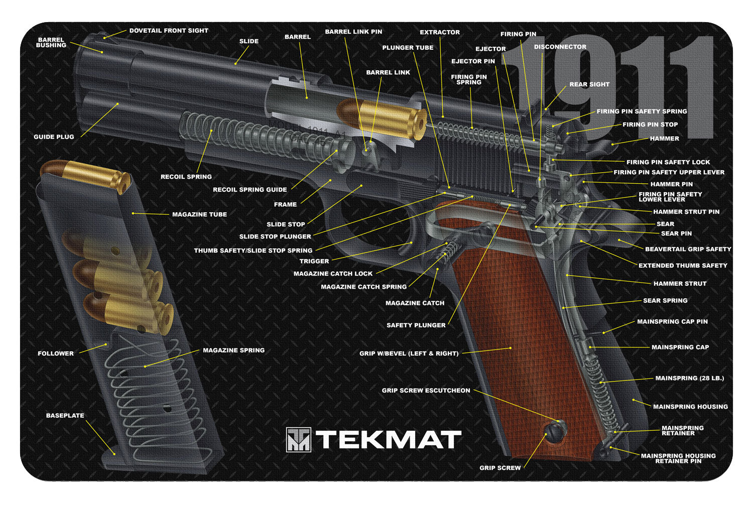 TekMat TEKR171911CA 1911 3D Cutaway Cleaning Mat Multi-Color Rubber 11x17