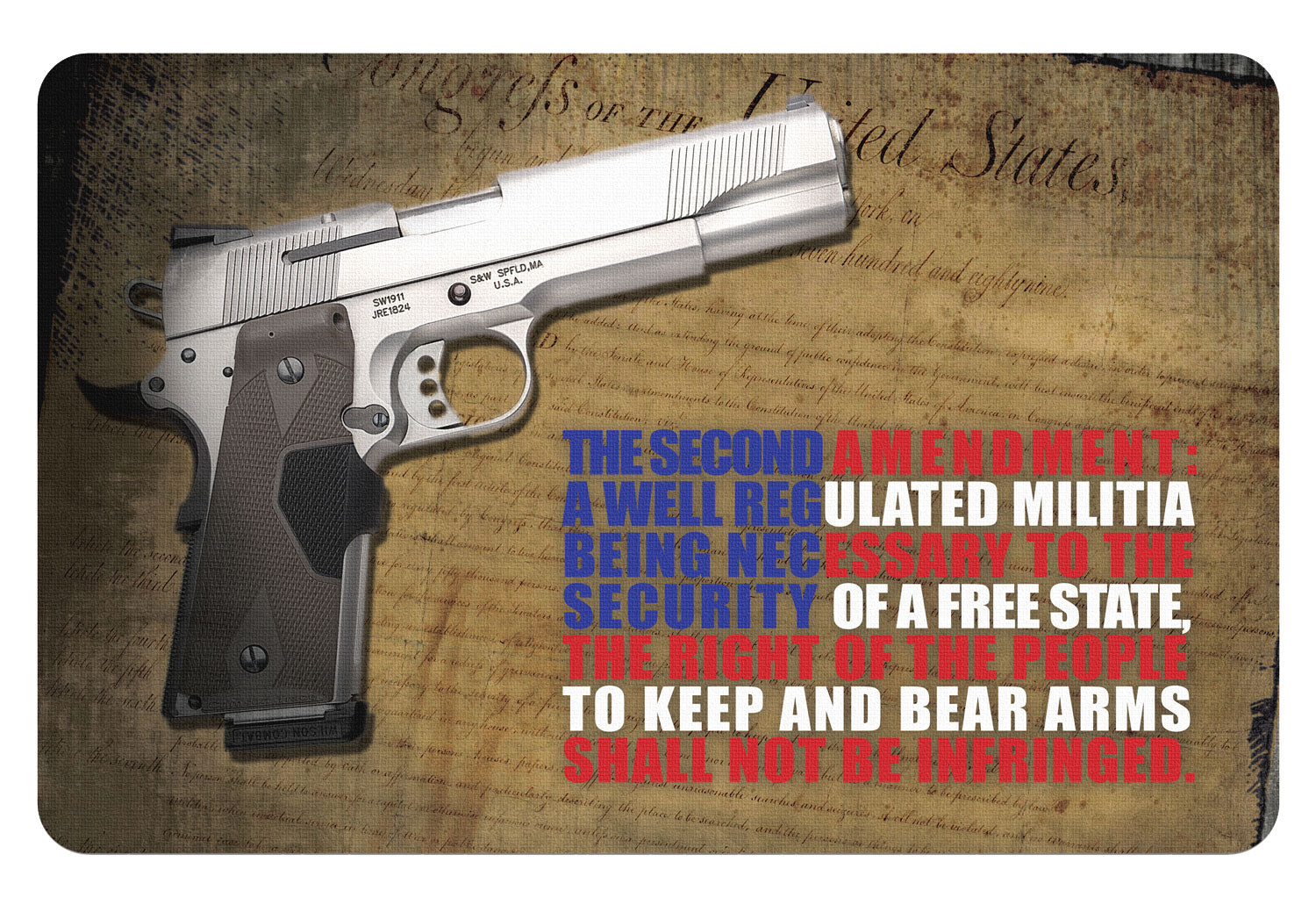 TekMat TEKR172AMEND Right To Bear Arms 2nd Amendment Cleaning Mat 11x17 Rubber