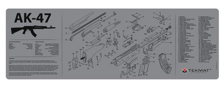 TekMat AK-47 Parts Diagram Gun Cleaning Mat Black/Gray Rubber 12"x36"
