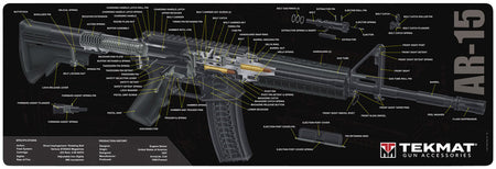 TekMat AR-15 3D Cutaway Gun Cleaning Mat Black/White Rubber 12"x36"