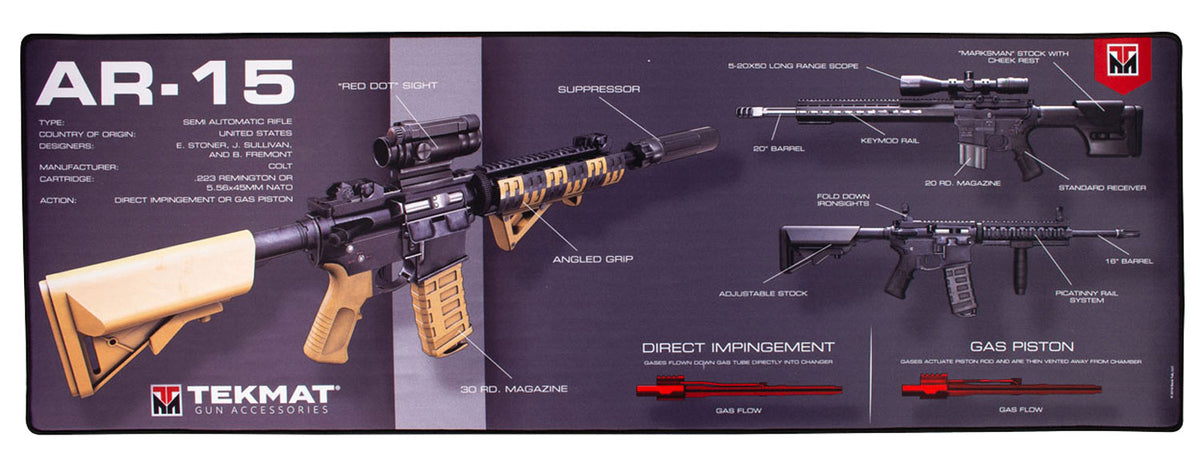 TekMat AR-15 Weapons Platform Ultra 44 Gun Cleaning Mat Multi-Color Rubber 15"x44"