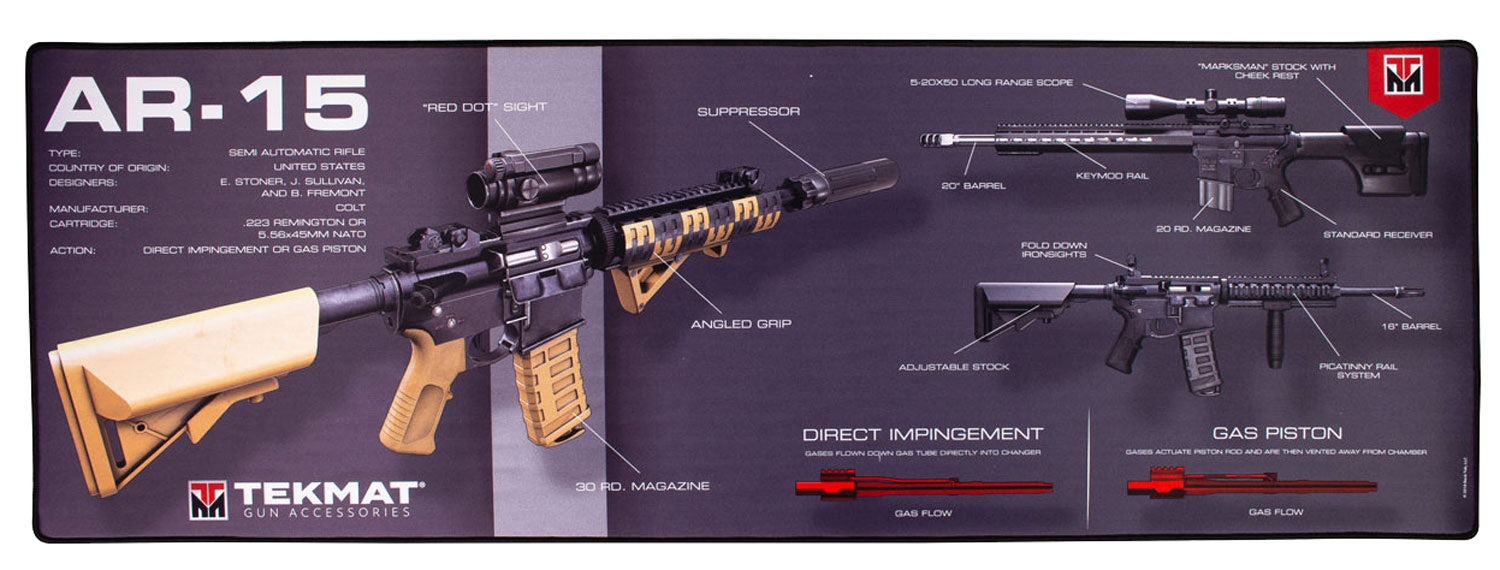 TekMat AR-15 Weapons Platform Ultra 44 Gun Cleaning Mat Multi-Color Rubber 15"x44"