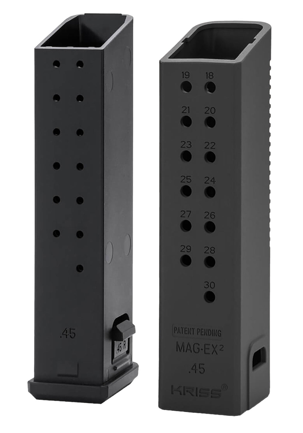 Kriss USA KVAMX2K45BL00 Mag-Ex2 Extension Kit .45 ACP 30rd for Glock 21 Gen3-5 Black Polymer