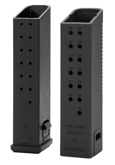 Kriss USA KVAMX2K45BL00 Mag-Ex2 Extension Kit .45 ACP 30rd for Glock 21 Gen3-5 Black Polymer