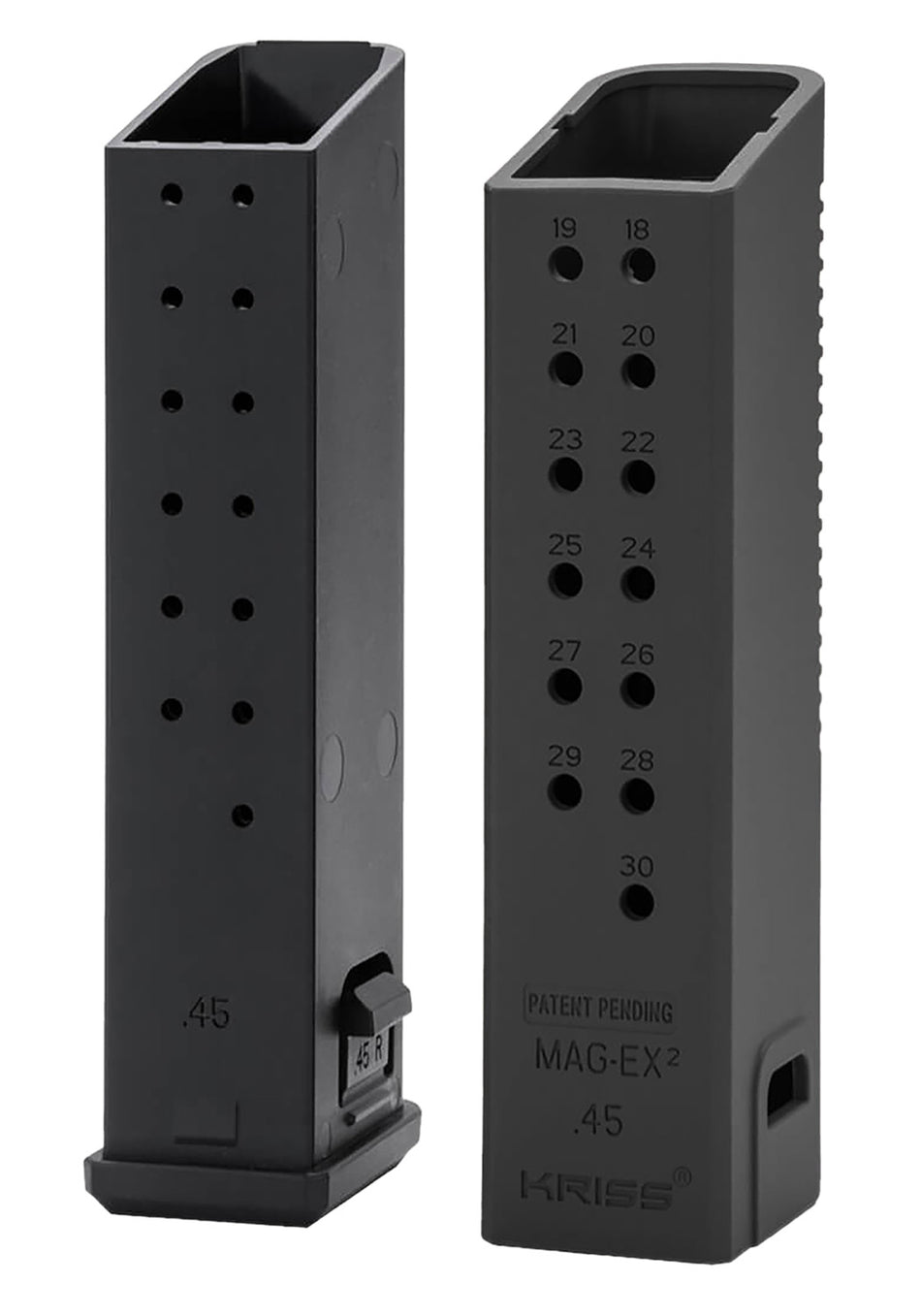 Kriss USA KVAMX2K45BL00 Mag-Ex2 Extension Kit .45 ACP 30rd for Glock 21 Gen3-5 Black Polymer