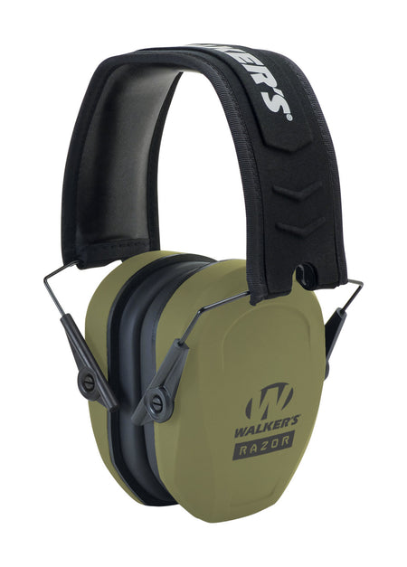 Walker's Razor Slim Passive Earmuff 27 dB Over-the-Head OD Green/Black