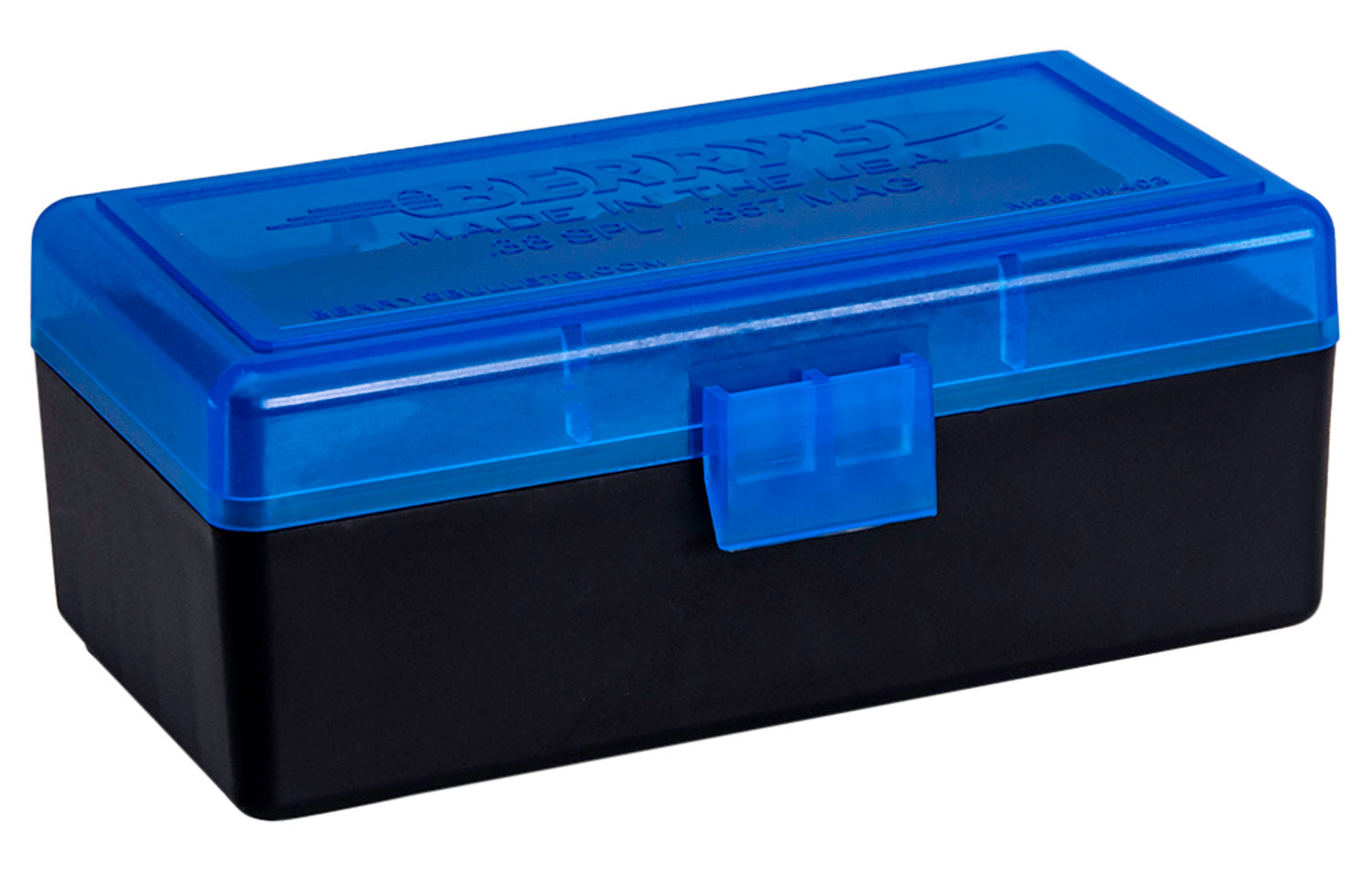 Berry's 36713 Ammo Box 38 Special/357 Mag Blue/Black Polypropylene 50 Round