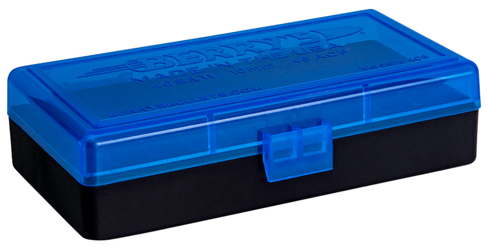 Berry's 38861 Ammo Box 40 S&W/45 ACP Blue/Black Polypropylene 50 Round
