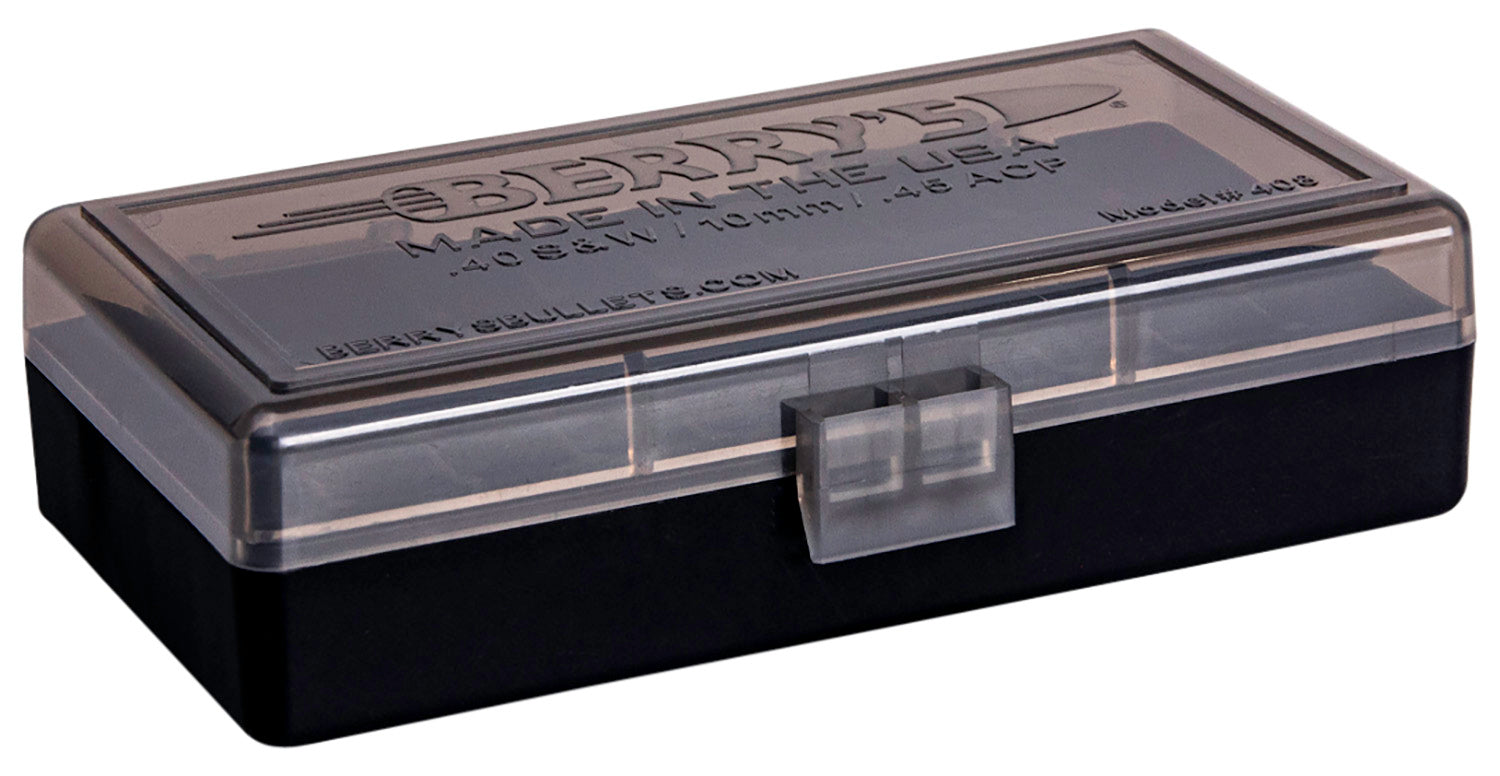 Berry's 13897 Ammo Box 40 S&W/45 ACP Smoke/Black Polypropylene 50 Round