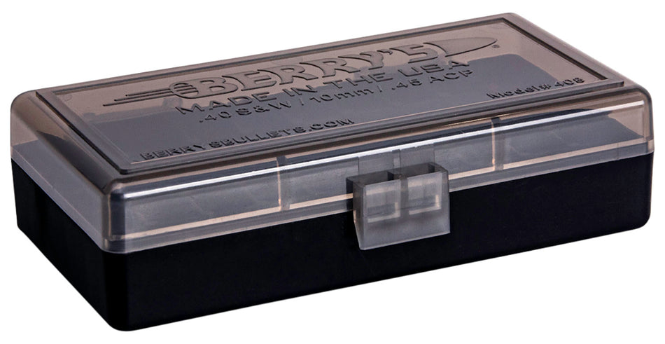 Berry's 13897 Ammo Box 40 S&W/45 ACP Smoke/Black Polypropylene 50 Round