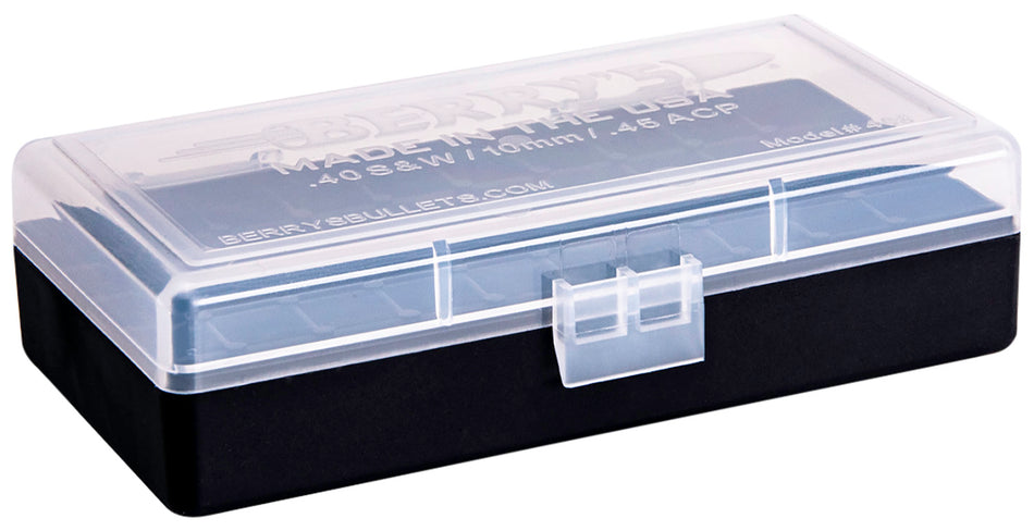 Berry's 67425 Ammo Box 40 S&W/45 ACP Clear/Black Polypropylene 50 Round