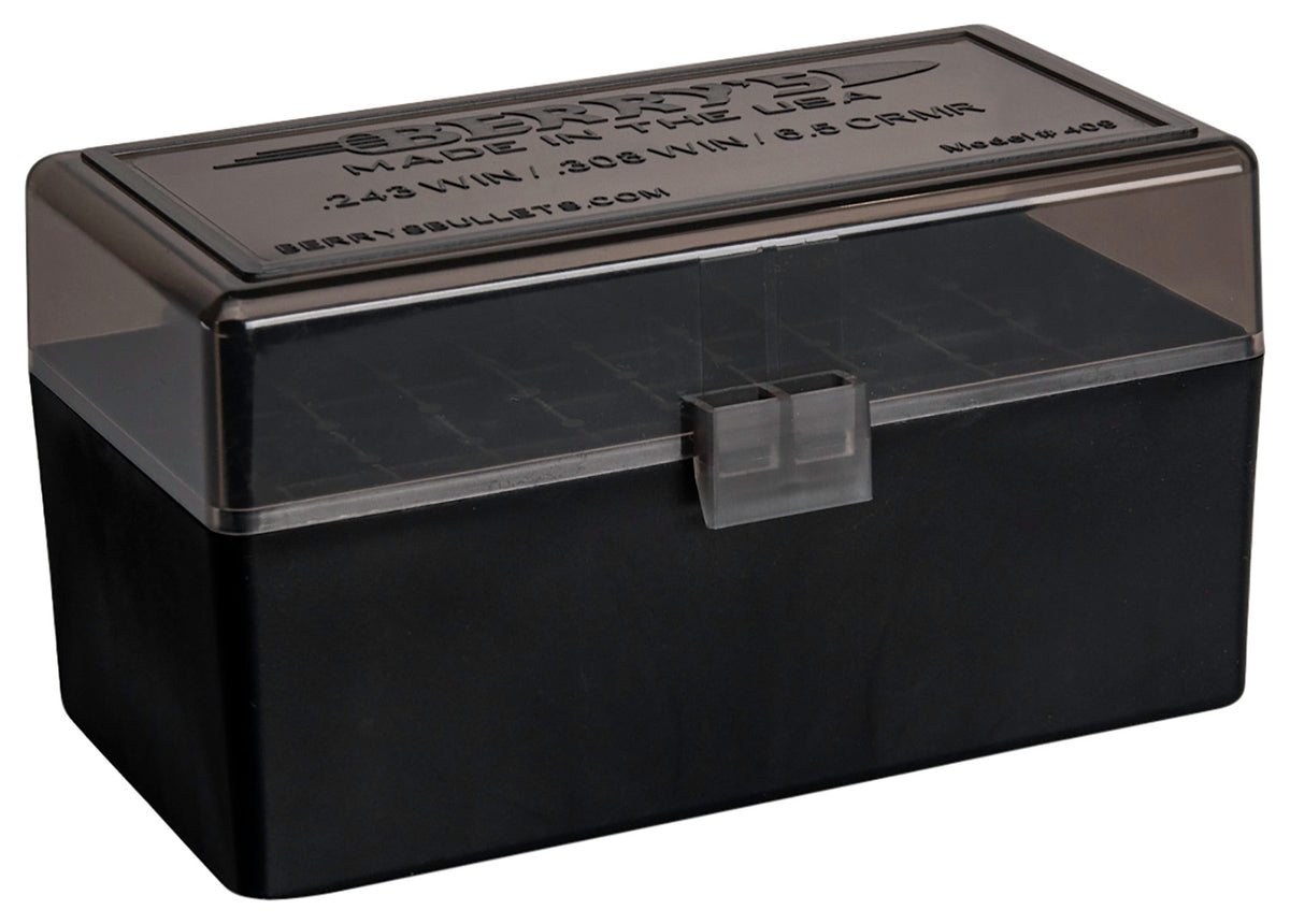 Berry's 46826 Ammo Box 243/308 Win Smoke/Black Polypropylene 50 Round