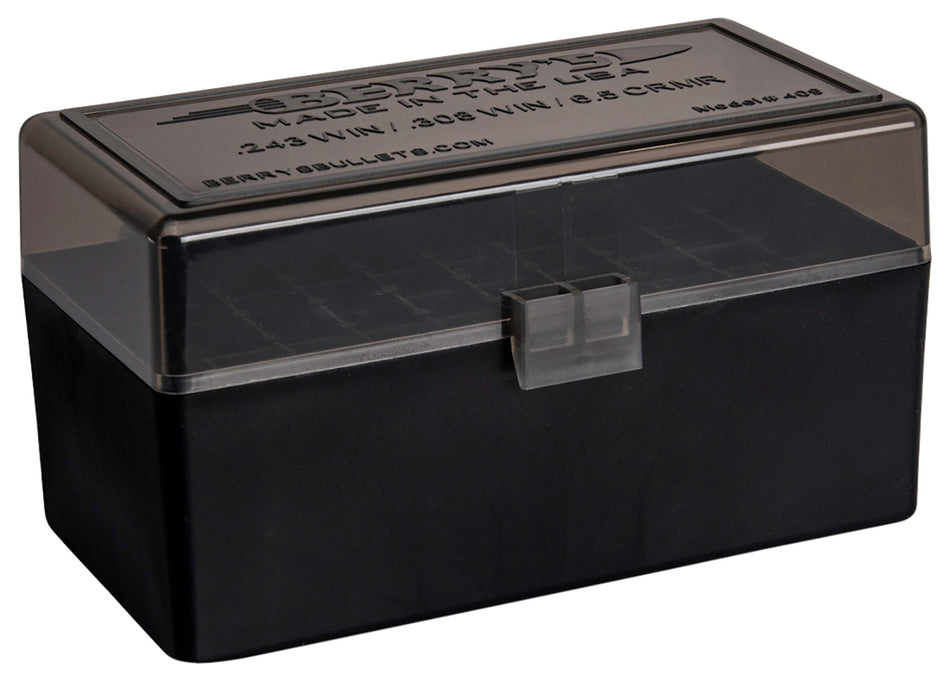 Berry's 46826 Ammo Box 243/308 Win Smoke/Black Polypropylene 50 Round