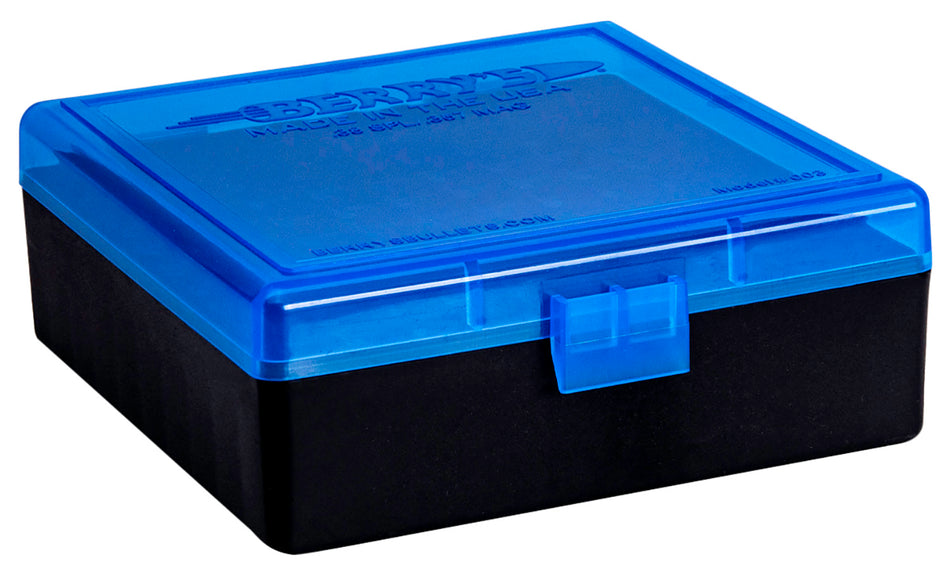Berry's 95182 Ammo Box 38 Special/357 Mag Blue/Black Polypropylene 100 Round
