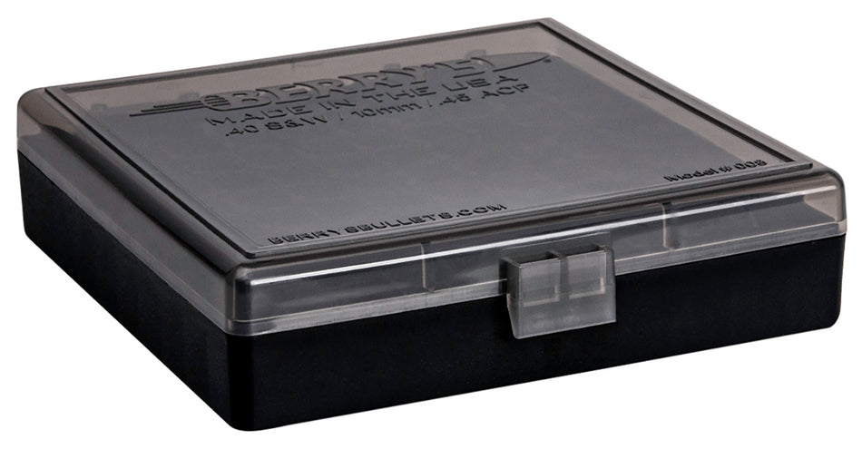 Berry's 92199 Ammo Box 40 S&W/45 ACP Smoke/Black Polypropylene 100 Round