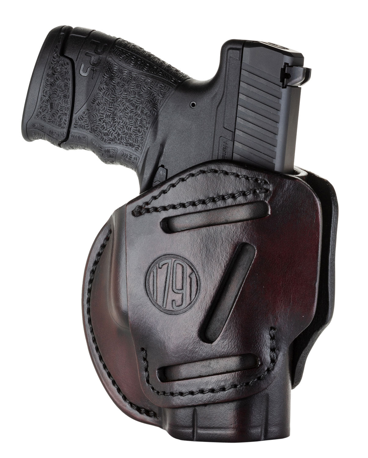 1791 Gunleather 3-Way IWB/OWB Size 03 Signature Brown Leather Belt Loop Holster Fits Glock 26 Ruger LC9 S&W M&P Shield Ambidextrous