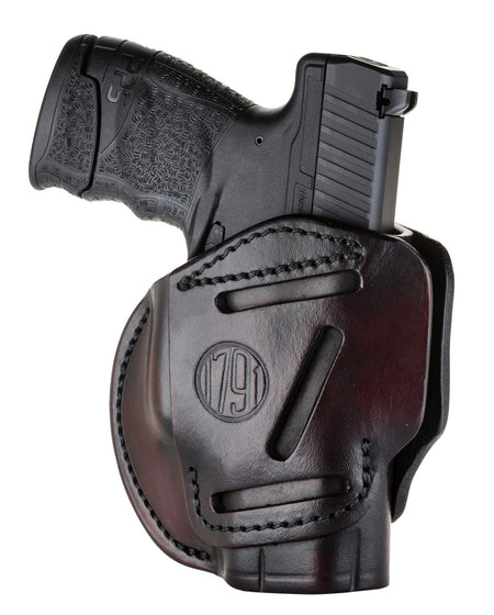 1791 Gunleather 3-Way IWB/OWB Size 03 Signature Brown Leather Belt Loop Holster Fits Glock 26 Ruger LC9 S&W M&P Shield Ambidextrous