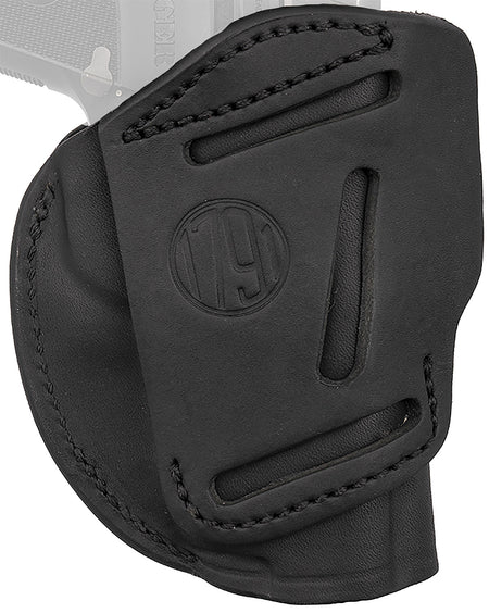 1791 Gunleather 4-Way IWB/OWB Size 01 Stealth Black Leather Belt Clip Holster Fits 3-4 Inch 1911 Left Hand