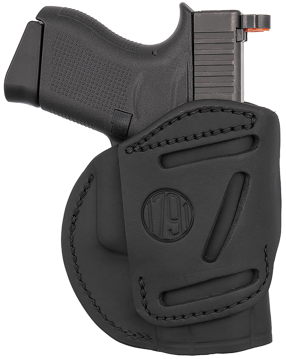 1791 Gunleather 4-Way IWB/OWB Size 03 Stealth Black Leather Belt Clip Holster Fits Glock 26 Ruger LC9 S&W M&P Shield Left Hand