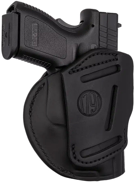 1791 Gunleather 4-Way IWB/OWB Size 05 Stealth Black Leather Belt Clip Holster Fits S&W M&P Springfield XD Glock 17 HK VP9 Left Hand