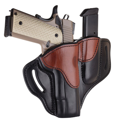 1791 Gunleather BH1M1 Combo OWB Size 01 Black/Brown Leather Belt Slide Holster with Mag Pouch Fits 4-5 Inch 1911 Right Hand