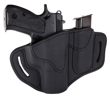 1791 Gunleather BH2.1M1.2 Combo OWB Stealth Black Leather Belt Slide Holster with Mag Pouch Fits S&W M&P Shield Springfield XD Glock 17 Right Hand
