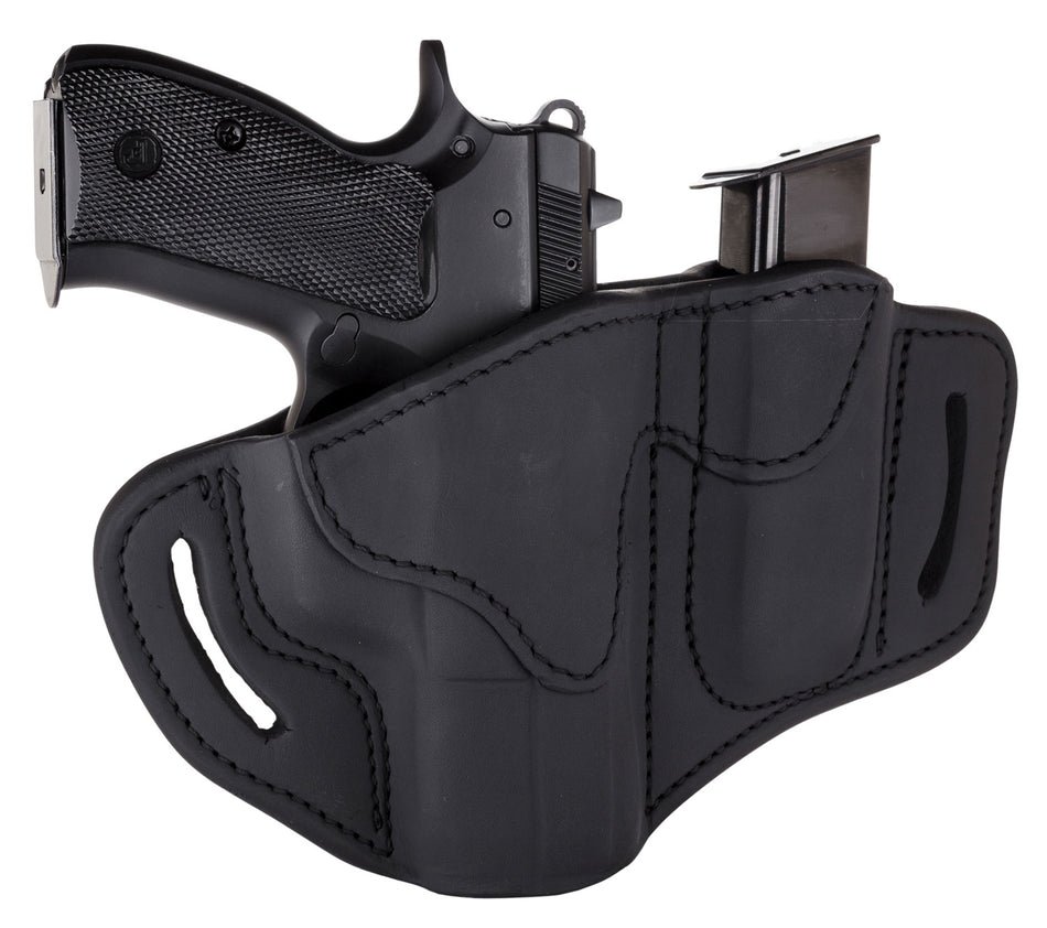 1791 Gunleather BH2.1M1.2 Combo OWB Stealth Black Leather Belt Slide Holster with Mag Pouch Fits S&W M&P Shield Springfield XD Glock 17 Right Hand