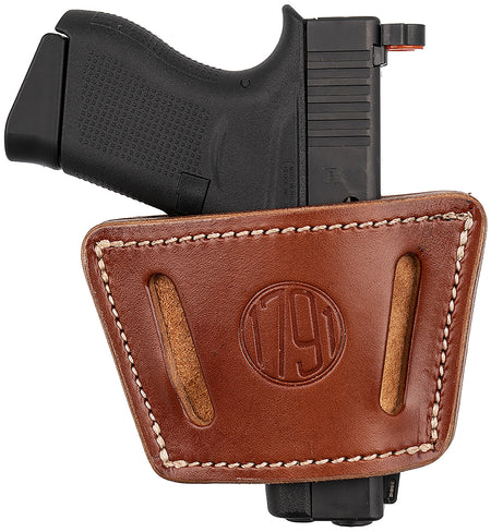 1791 Gunleather UIW Universal IWB/OWB Classic Brown Leather Belt Clip Holster for Small-Mid Frame Autos, Ambidextrous