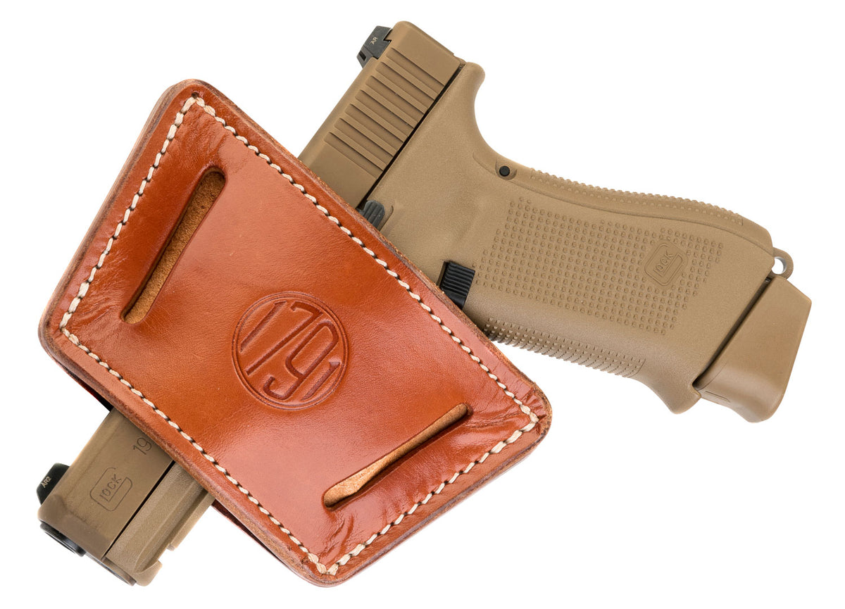 1791 Gunleather UIW Max IWB/OWB Classic Brown Leather Belt Clip Holster for Mid-Large Frame Autos with Rail, Laser & Light, Ambidextrous