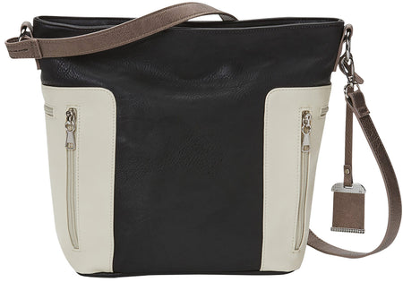 Bulldog BDP070 Hobo Crossbody Concealed Carry Purse with Holster Black with Tan Trim PU Leather for Small Pistols