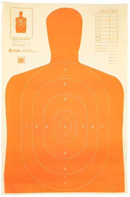 Action Target B27EORANGE B-27 Economy Qualification Silhouette Hanging Paper Target 23" x 35" Orange 100 Per Box