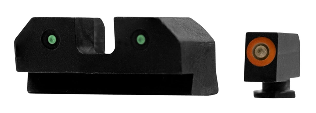 XS Sights GLR012P6N R3D Night Sight Set for Glock - Green Tritium Orange Outline Front, Green Tritium Rear