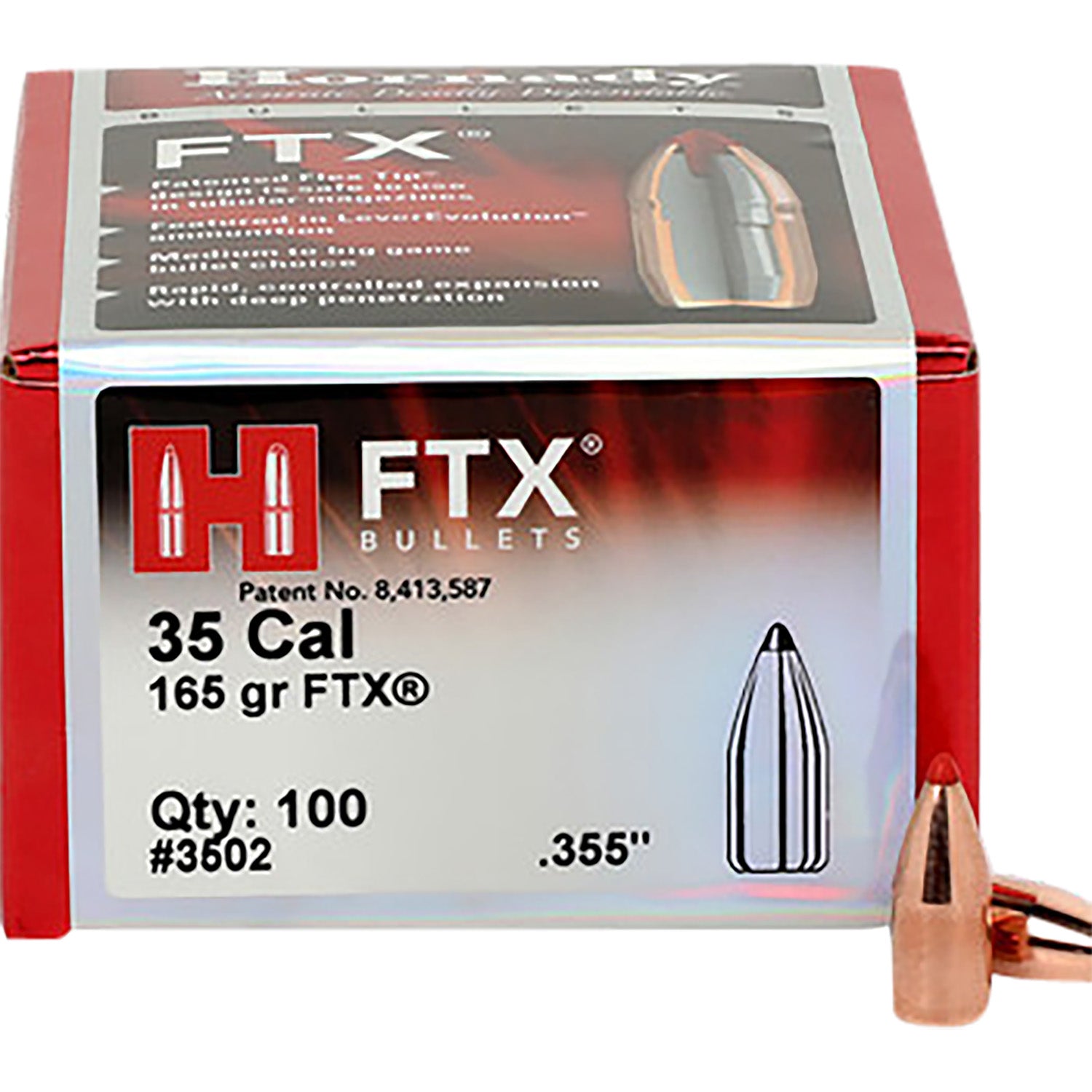 Hornady 35 Cal .355 165 gr FTX Flex Tip Tubular Magazine Reloading Bullets 100/Box