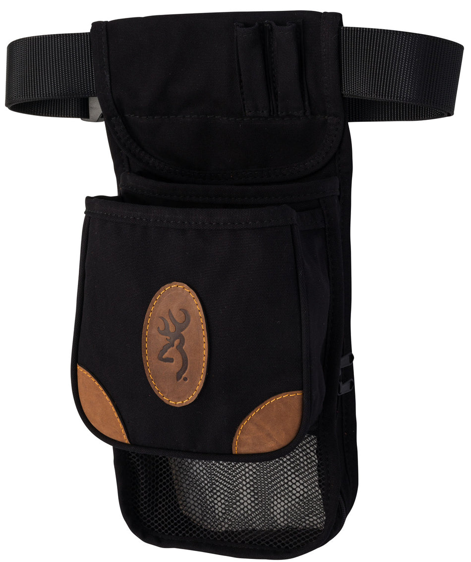 Browning 121388993 Lona Deluxe Shell Pouch Black/Brown Canvas Leather Adjustable Belt