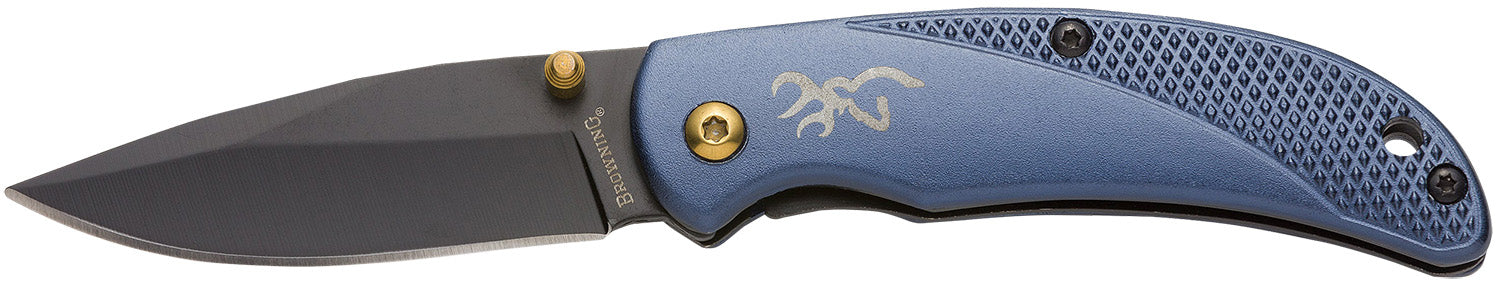Browning Prism 3 EDC Folding Knife 2.38" Black Oxide 7Cr17MoV Blade Navy Anodized Aluminum Handle w/Clip