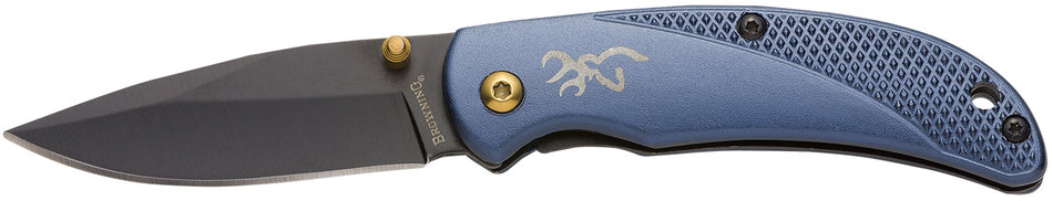 Browning Prism 3 EDC Folding Knife 2.38" Black Oxide 7Cr17MoV Blade Navy Anodized Aluminum Handle w/Clip