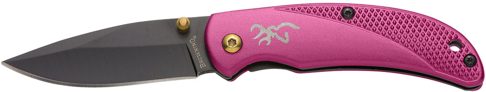 Browning Prism 3 EDC Folding Knife 2.38" Black Oxide 7Cr17MoV Blade Plum Anodized Aluminum Handle w/Clip